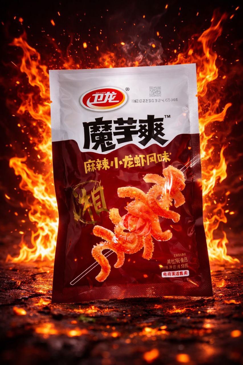 Weilong Mala Snack — гострі снеки зі смаком креветки