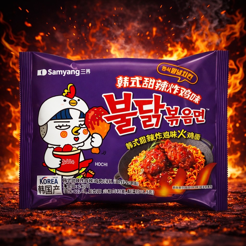 Samyang Buldak Hot Chicken Ramen фіолетова — корейська гостра локшина зі смаком солодко-гострої курки